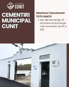Imatge de Horari del cementiri municipal per Tots Sants 2026 2